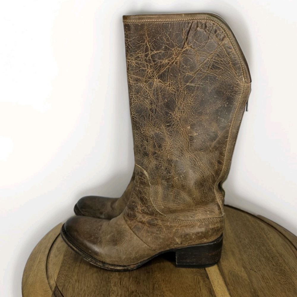 FREEBIRD by STEVEN Knox Boots Mid-calf Leather Distressed Tan Brown Women's SZ 6